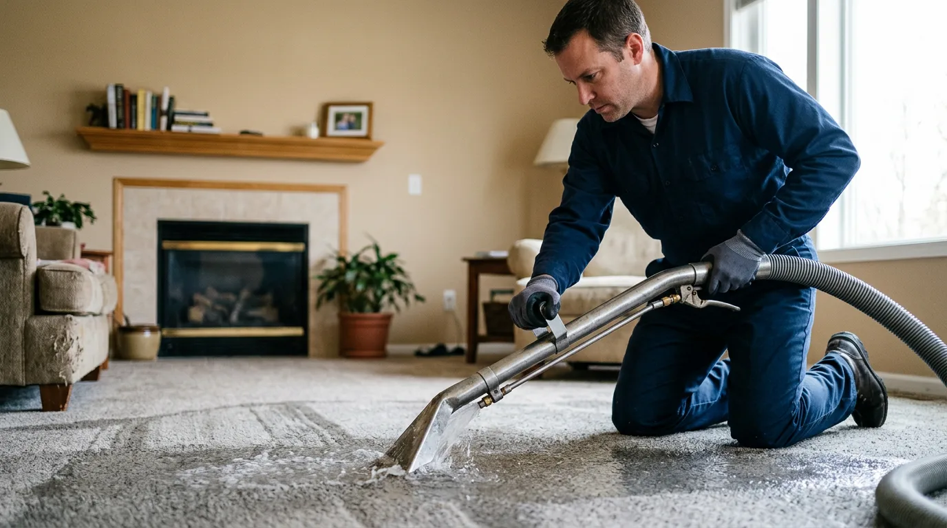 Water damage restoration technician working near Bethany, MO